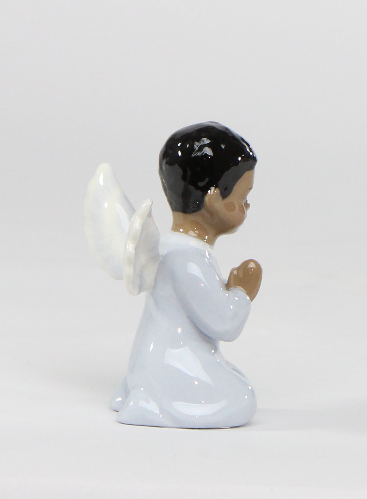 Ceramic African American Praying Angel Boy Figurine Home Décor Religious Décor Religious Gift Church Décor Baptism Gift
