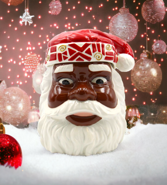 Ceramic African American Santa Cookie Jar Home Décor Gift for Her Gift for Mom Kitchen Décor Christmas Décor - Cookie