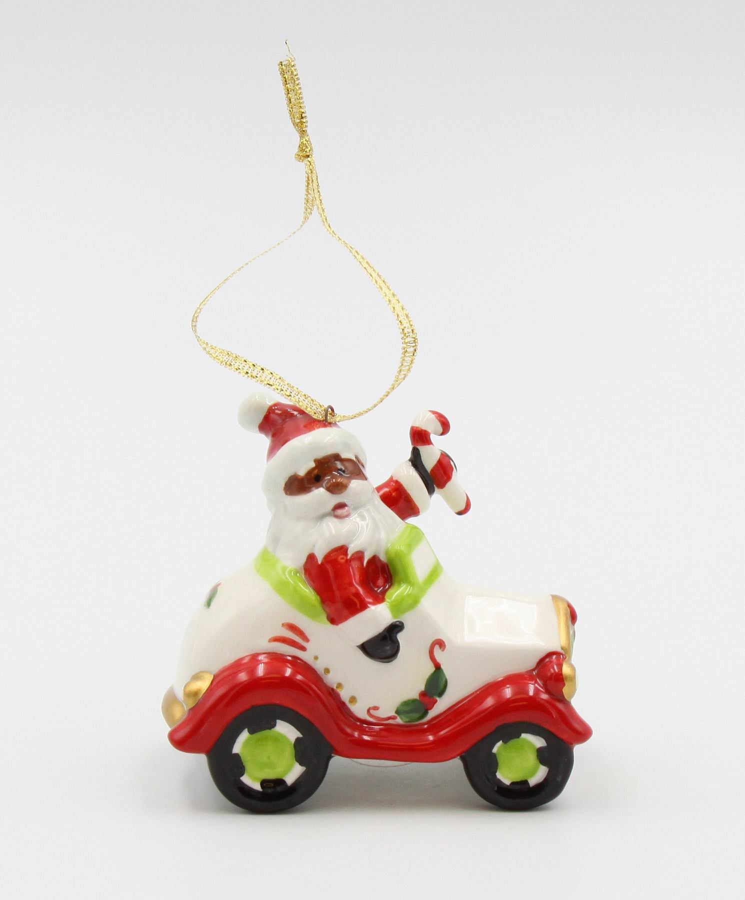 Ceramic African American Santa Driving A Car Ornament Home Décor Gift for Her Mom Him Dad Christmas tree Décor Wall