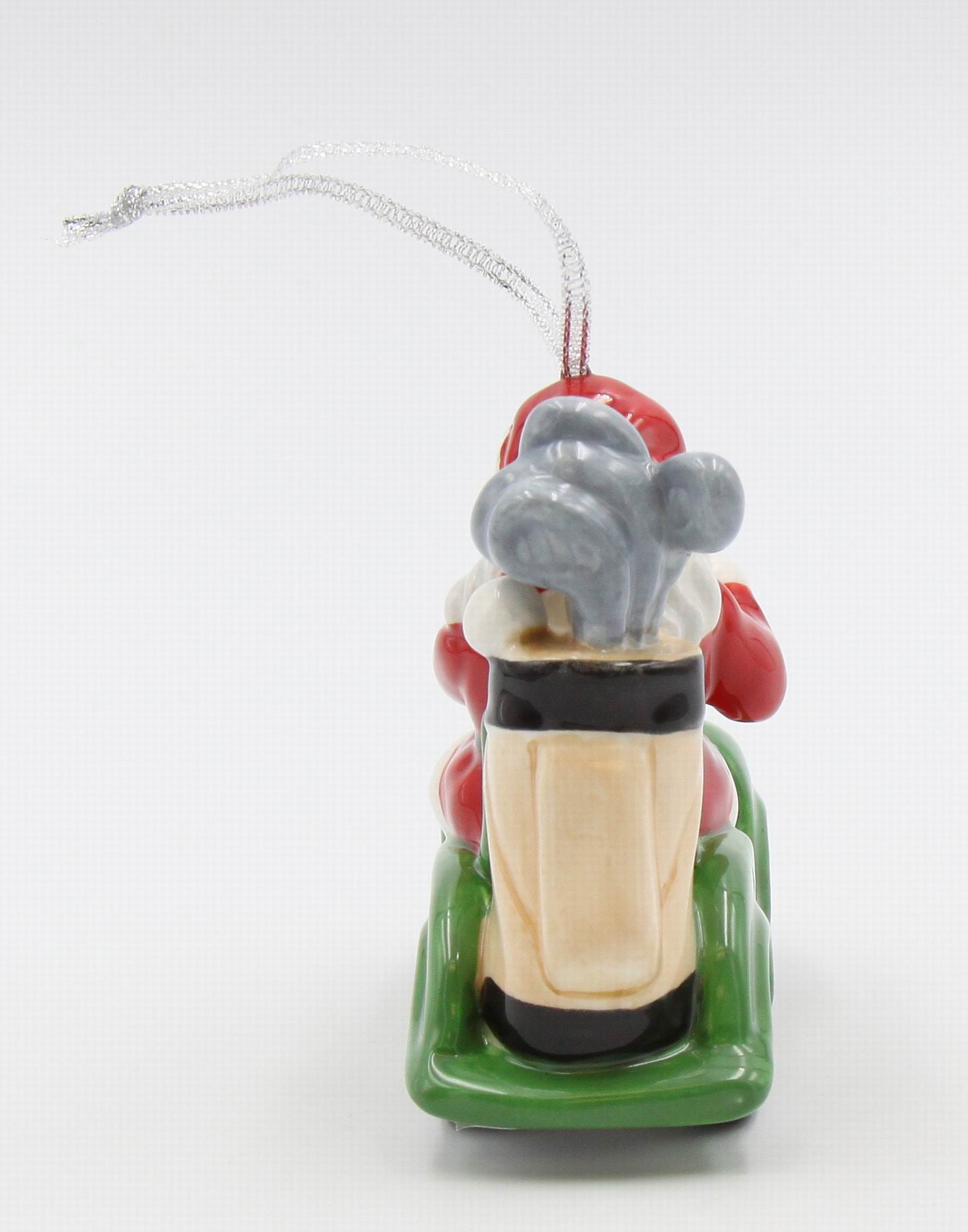 Ceramic African American Santa Driving Golf Kart Ornament Home Décor Gift for Her Mom Him Dad Christmas tree Décor Wall