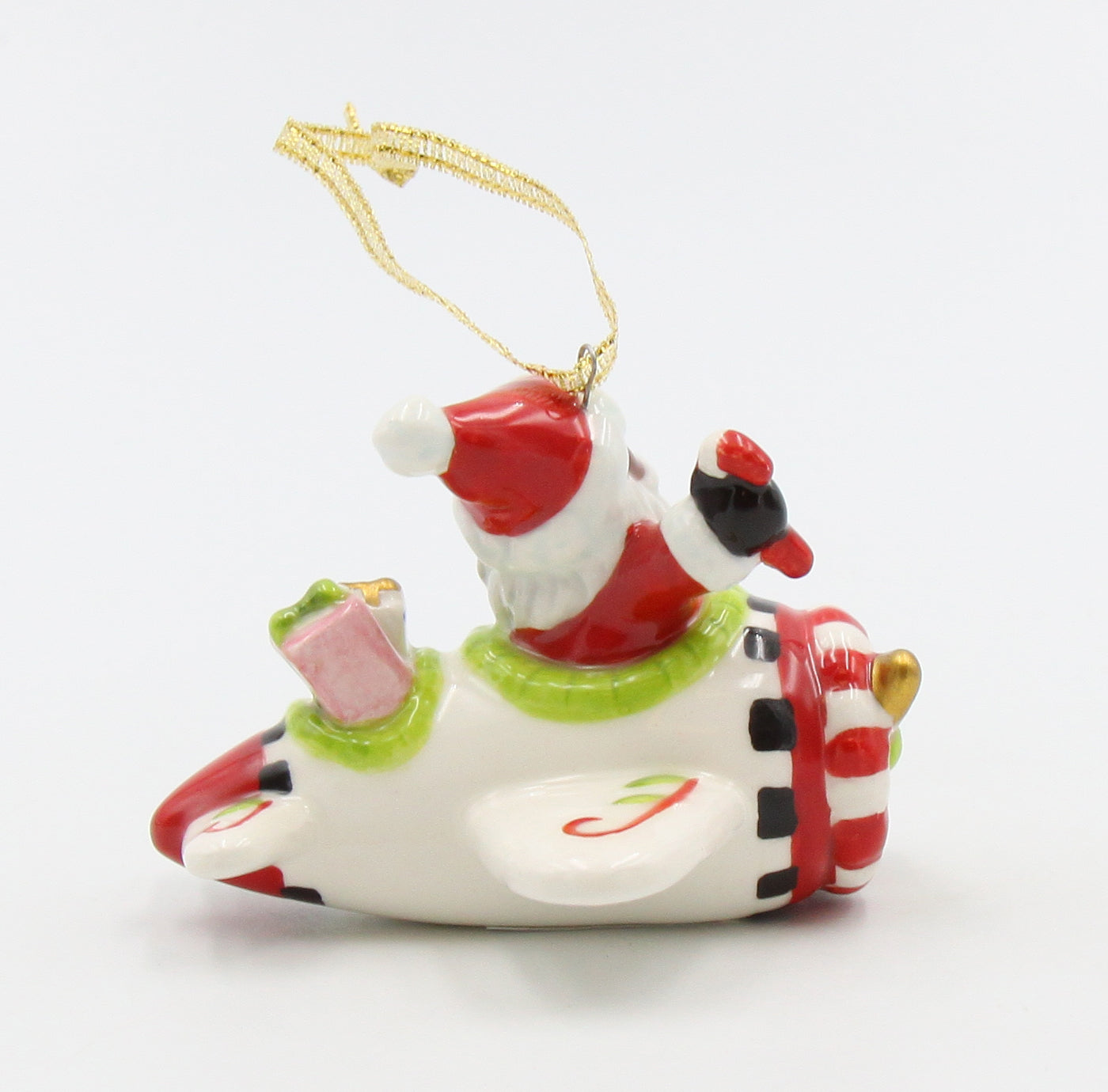 Ceramic African American Santa Flying Airplane Ornament Gift for Pilot Home Décor Gift for Her Mom Kitchen Décor