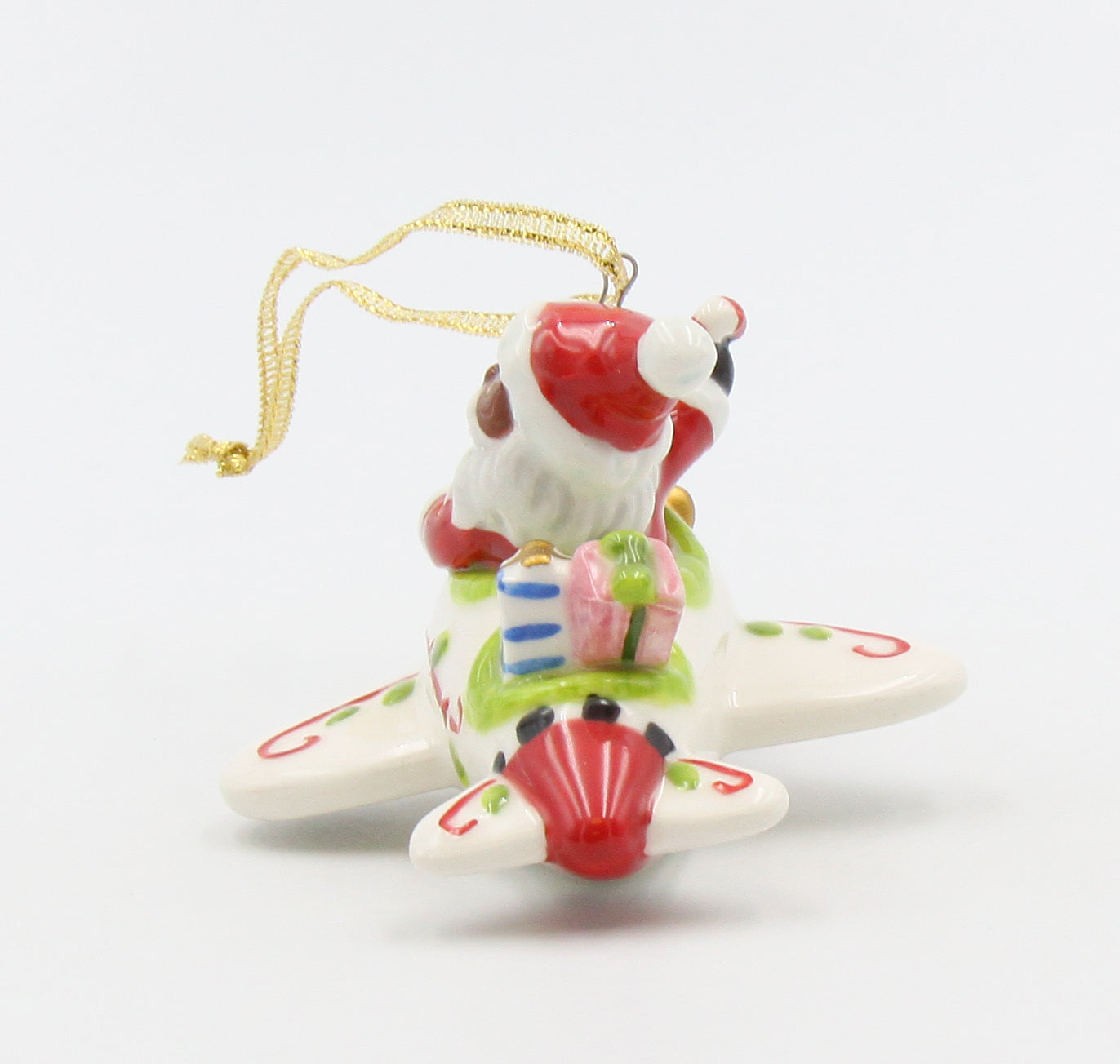 Ceramic African American Santa Flying Airplane Ornament Gift for Pilot Home Décor Gift for Her Mom Kitchen Décor