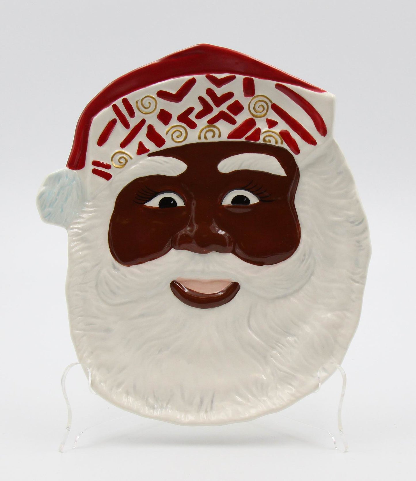 African American Set Of 2 Santa Plate - kevinsgiftshoppe