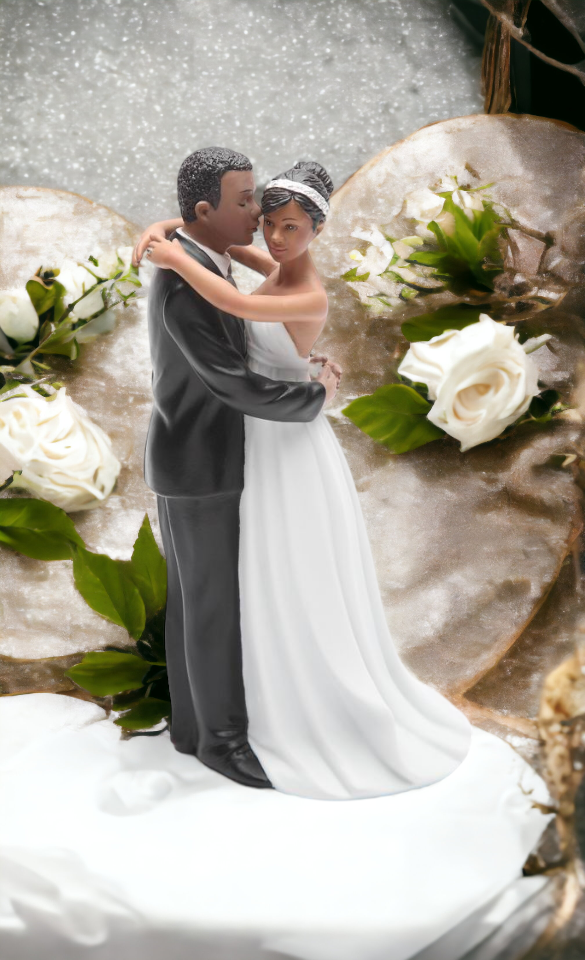 Ceramic African American Wedding Bride and Groom Couple Figurine Wedding Décor Wedding Gift Anniversary Décor