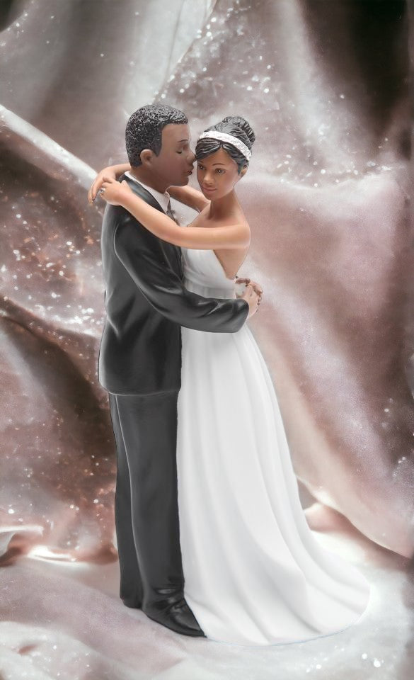 Ceramic African American Wedding Bride and Groom Couple Figurine Wedding Décor Wedding Gift Anniversary Décor