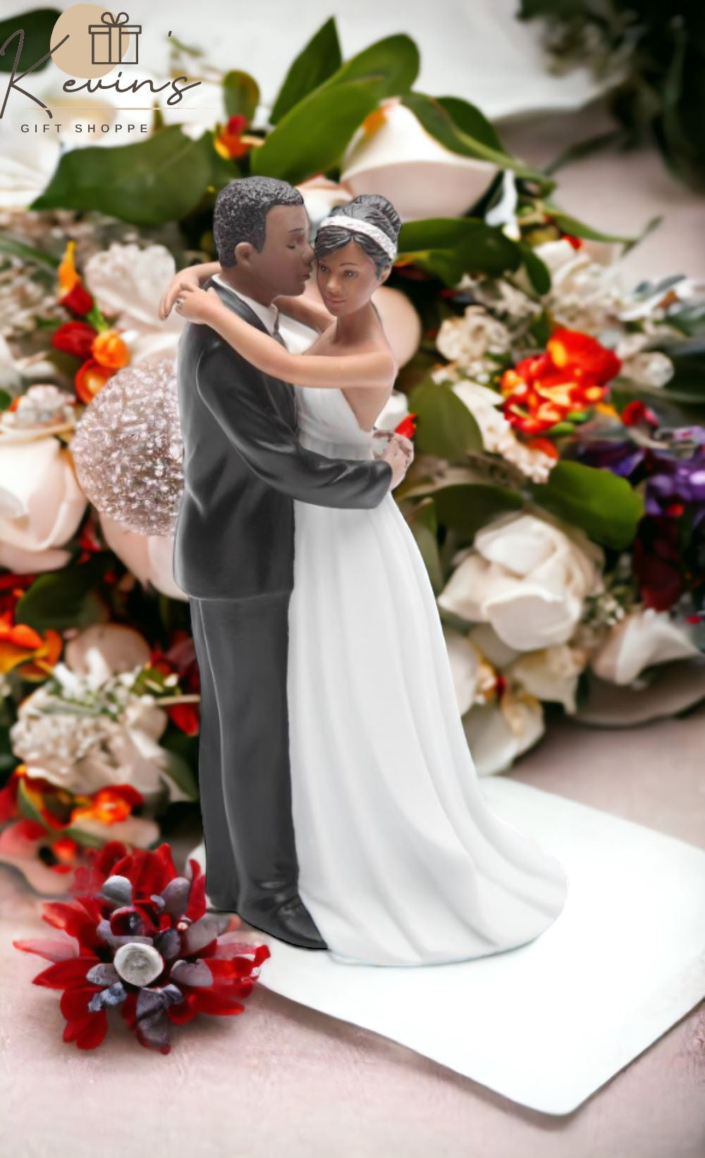 Ceramic African American Wedding Bride and Groom Couple Figurine Wedding Décor Wedding Gift Anniversary Décor
