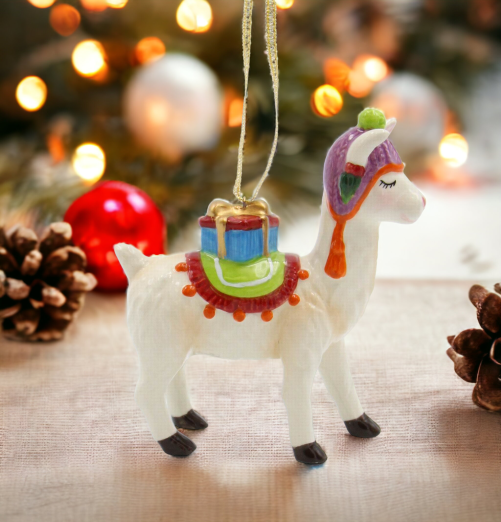 Ceramic Alpaca/Llama With Gift Ornament Home Décor Gift for Her Gift for Mom Christmas Décor - Holiday Ornaments