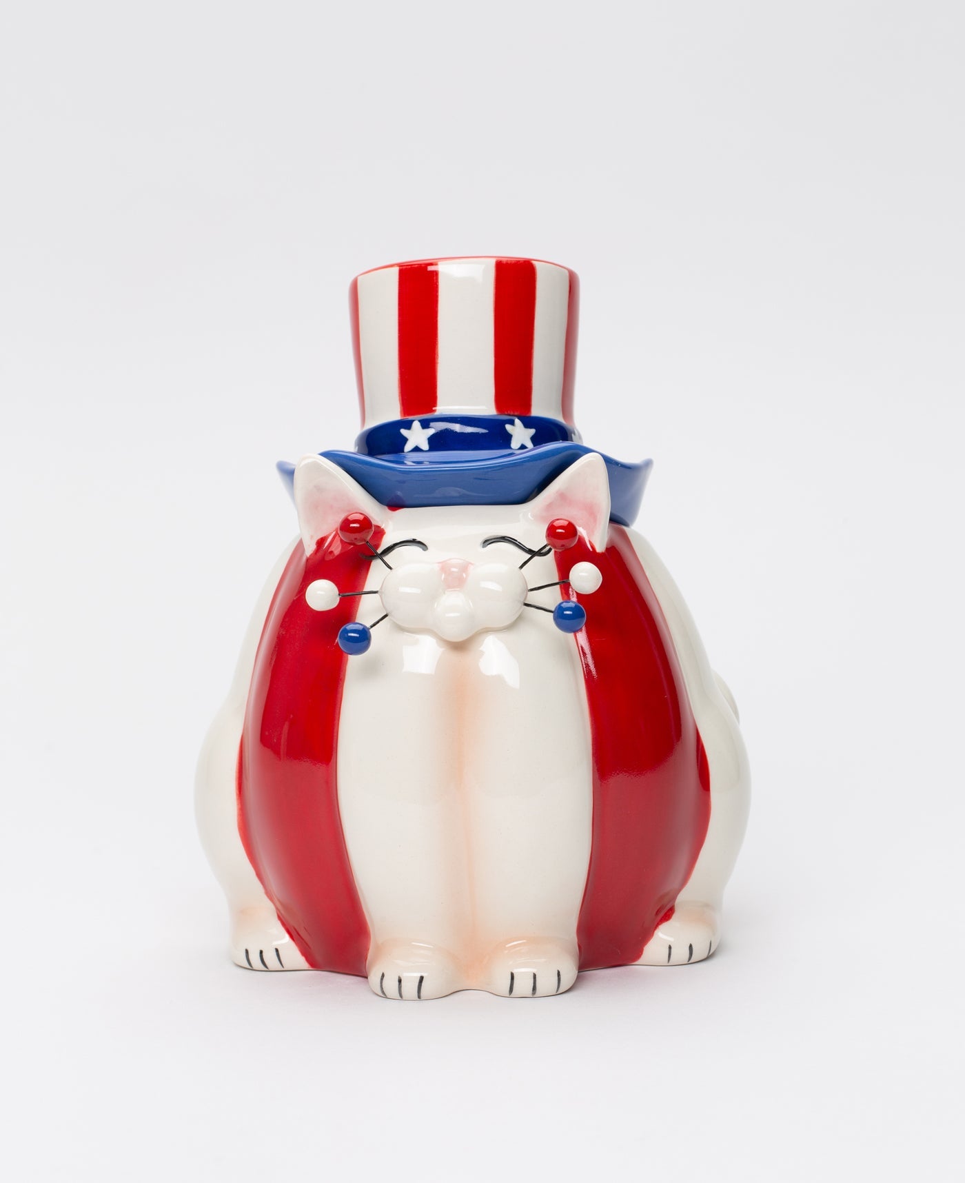 Ceramic American Cat Candy Box Gift for Patriot Independence Day Decor Cat Lover Gift Kitchen Decor - candy box