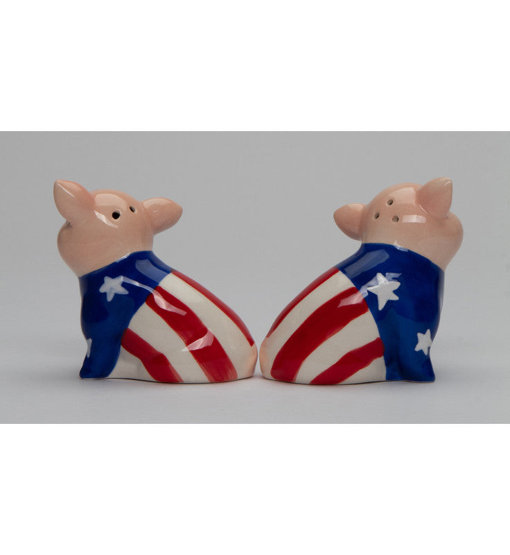 Ceramic American Flag Pig Salt And Pepper Patriot Gift Independence Day Gift for Her or Him Kitchen Décor Farmhouse