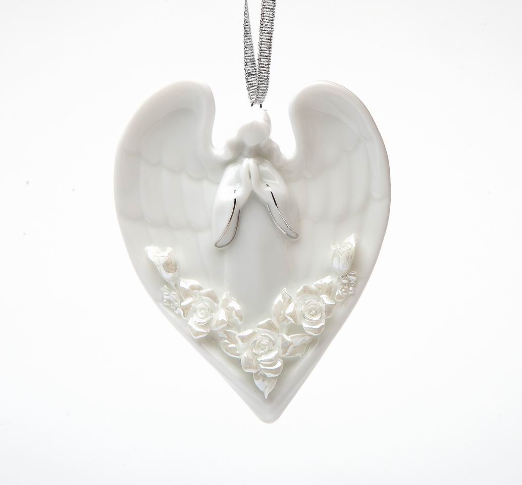 Ceramic Angel And Roses Ornament Home Décor Religious Décor Religious Gift Church Décor Baptism Gift - Holiday Ornaments