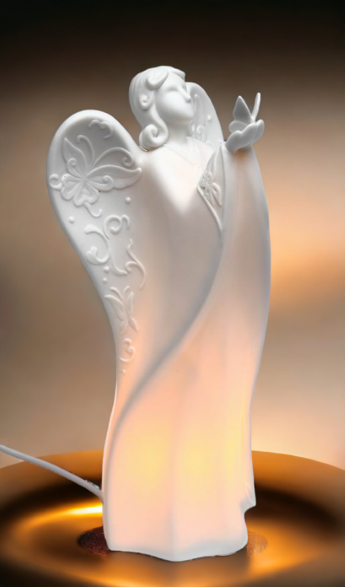 Ceramic Angel Holding Butterfly Night Light Home Décor Religious Décor Religious Gift Church Décor Baptism Gift - Night