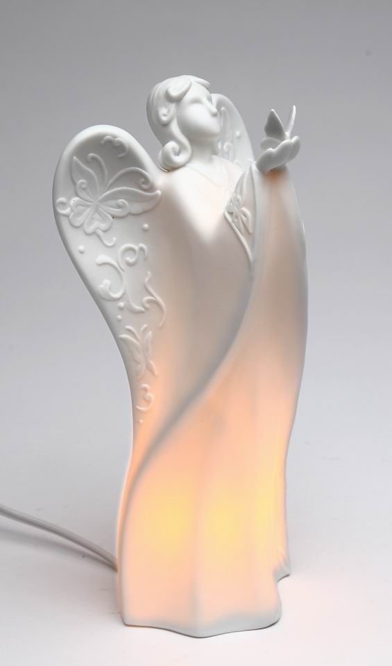Ceramic Angel Holding Butterfly Night Light Home Décor Religious Décor Religious Gift Church Décor Baptism Gift - Night