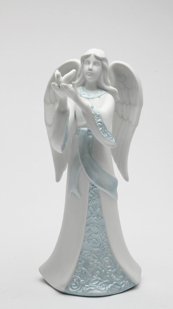Ceramic Angel Holding Dove Figurine Home Décor Religious Décor Religious Gift Church Décor Baptism Gift - Figurine