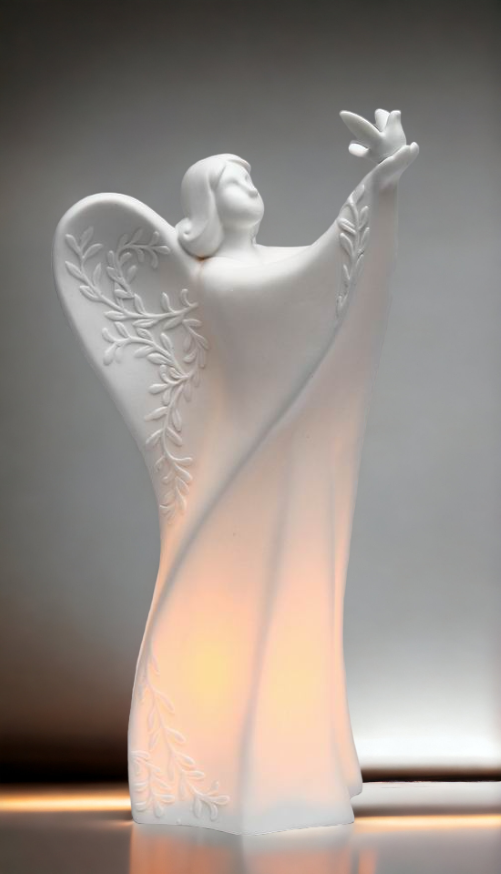Ceramic Angel Holding Dove Night Light Home Décor Religious Décor Religious Gift Church Décor Baptism Gift - Night