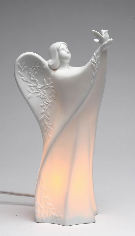 Ceramic Angel Holding Dove Night Light Home Décor Religious Décor Religious Gift Church Décor Baptism Gift - Night