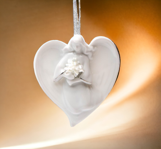 Ceramic Angel Holding Flowers Ornament Home Décor Religious Décor Religious Gift Church Décor Baptism Gift - Holiday
