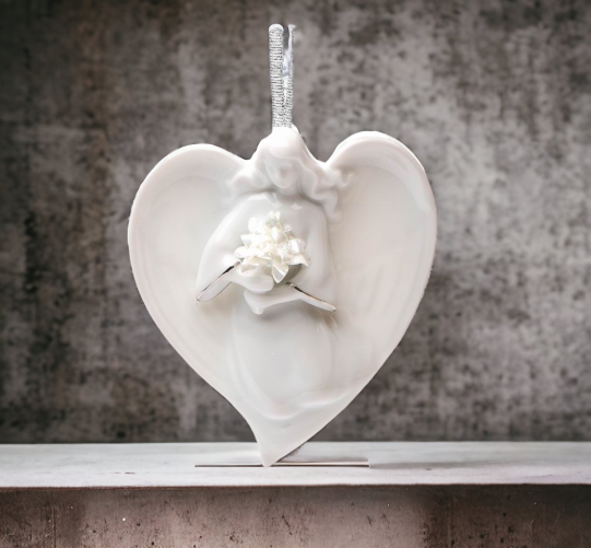 Ceramic Angel Holding Flowers Ornament Home Décor Religious Décor Religious Gift Church Décor Baptism Gift - Holiday