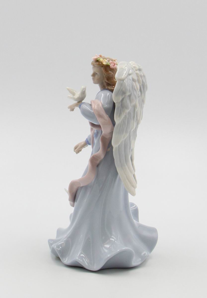 Ceramic Angel Holding Peace Dove Music Box Home Décor Religious Décor Religious Gift Church Décor Baptism Gift - Music