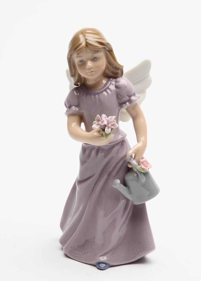 Ceramic Angel In Lavender Dress Figurine Home Décor Religious Décor Religious Gift Church Décor Baptism Gift - Figurine