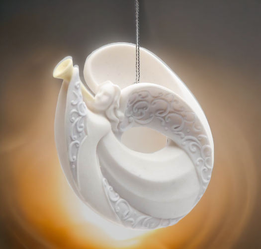 Ceramic Angel Ornament Playing Horn Home Décor Religious Décor Religious Gift Church Décor Baptism Gift - Ornament