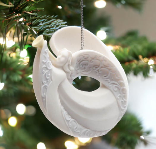 Ceramic Angel Ornament Playing Horn Home Décor Religious Décor Religious Gift Church Décor Baptism Gift - Ornament