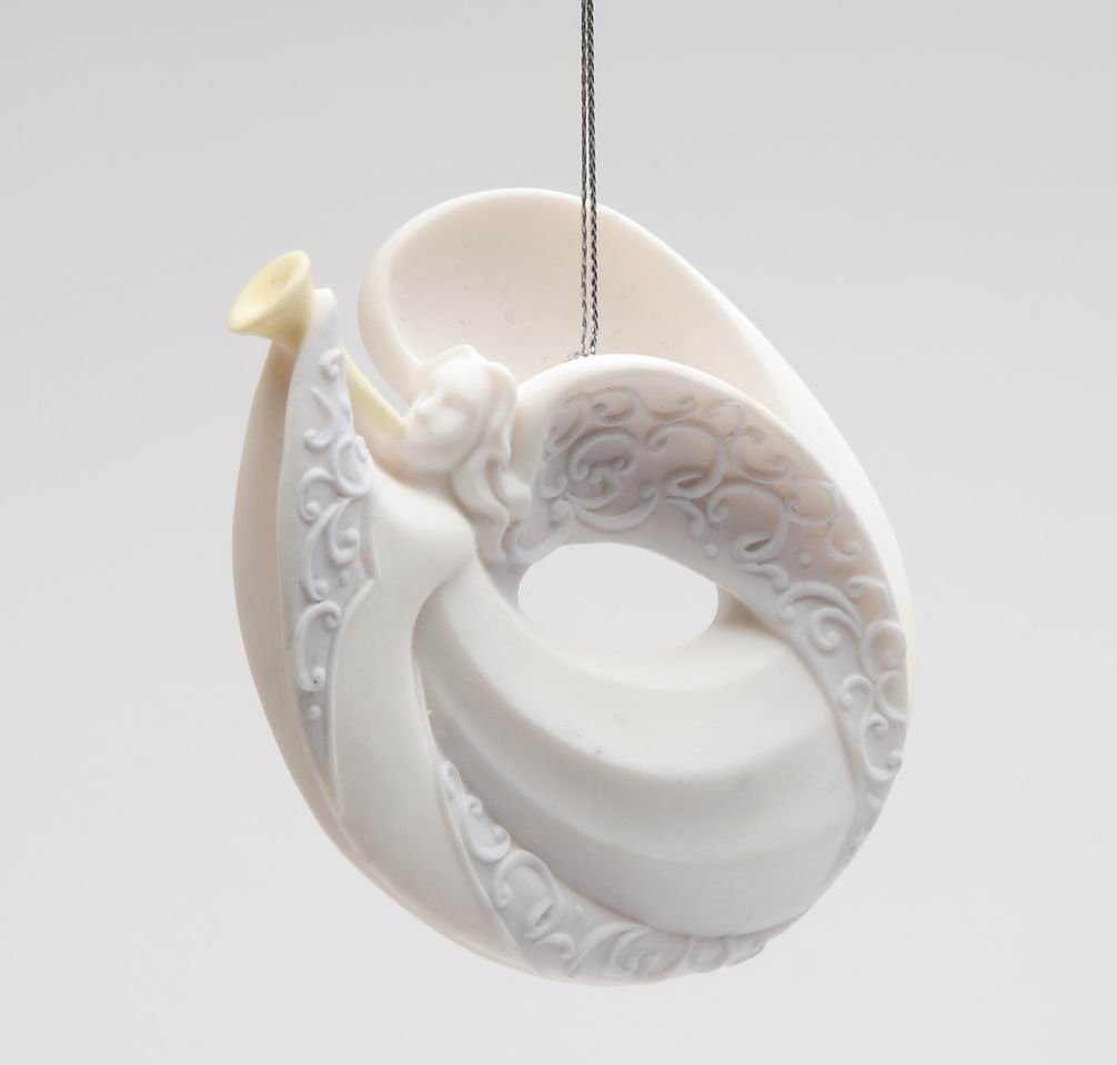 Ceramic Angel Ornament Playing Horn Home Décor Religious Décor Religious Gift Church Décor Baptism Gift - Ornament