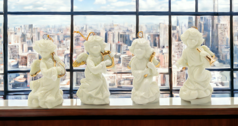 Ceramic Angel Ornaments-Set of 4 Home Décor Gift for Her Gift for Mom Christmas Décor - Holiday Ornaments