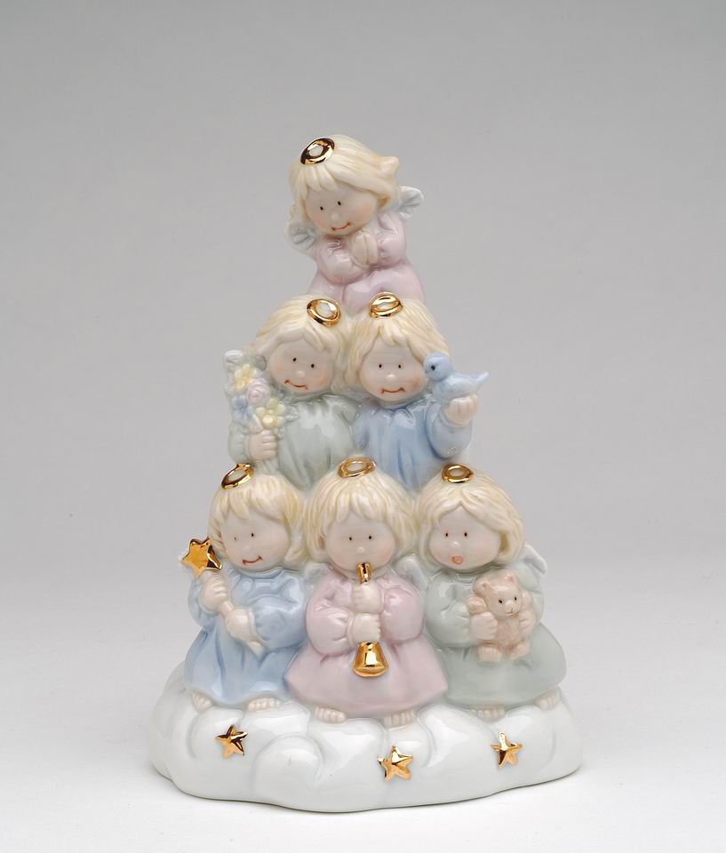 Ceramic Angel Tree Music Box Home Décor Religious Décor Religious Gift Church Décor Baptism Gift Nursery Room Decor