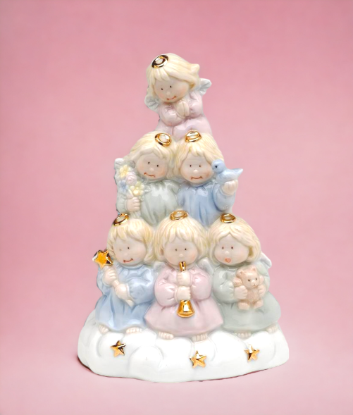 Ceramic Angel Tree Music Box Home Décor Religious Décor Religious Gift Church Décor Baptism Gift Nursery Room Decor