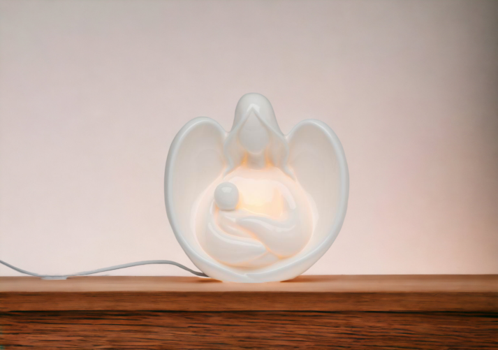 Ceramic Angel With Baby Night Light Home Décor Religious Décor Religious Gift Church Décor Baptism Gift Nursery Room