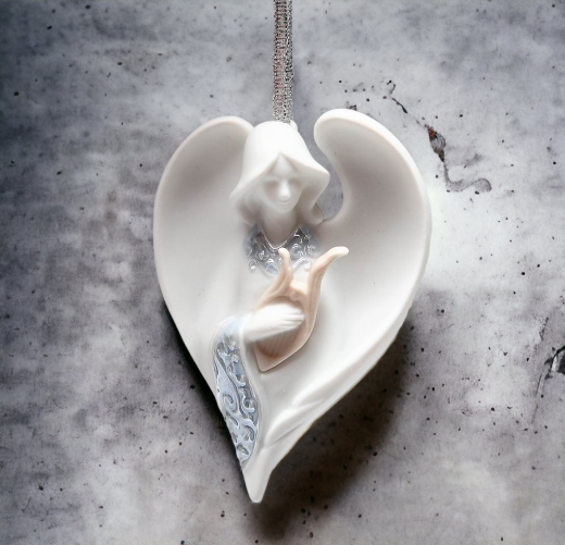 Ceramic Angel With Harp Ornament Home Décor Religious Décor Religious Gift Church Décor Baptism Gift - Ornament