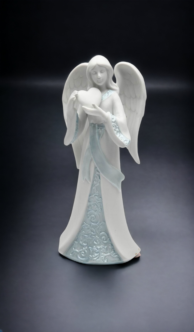 Ceramic Angel With Heart Figurine Home Décor Religious Décor Religious Gift Church Décor Baptism Gift - Figurine