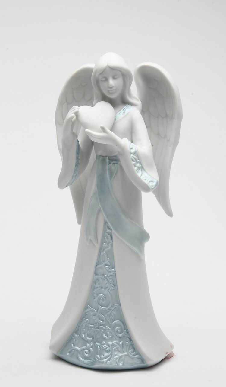 Ceramic Angel With Heart Figurine Home Décor Religious Décor Religious Gift Church Décor Baptism Gift - Figurine