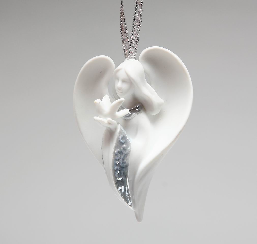 Ceramic Angel With Peace Dove Ornament Home Décor Religious Décor Religious Gift Church Décor Baptism Gift Christmas