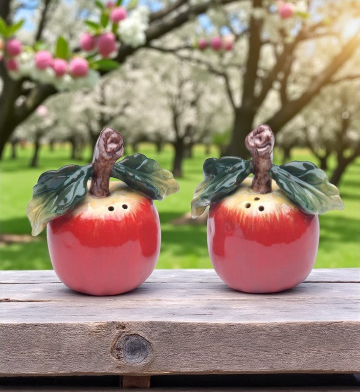 Ceramic Apple Salt and Pepper Shakers Home Décor Gift for Her or Mom Kitchen Décor Farmhouse Decor - Salt & Pepper