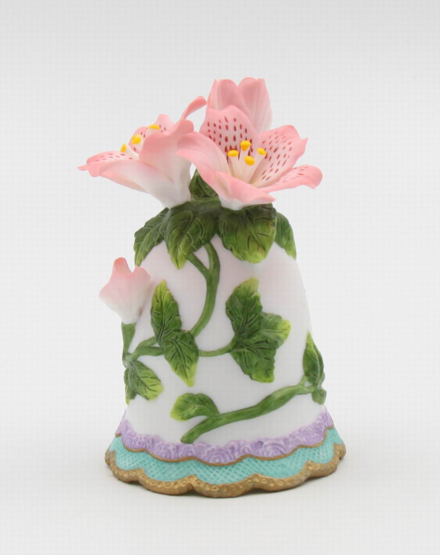 Ceramic Azalea Flowers Bell Wedding Decor Gift for Her Gift for Mom Home Decor - Bell