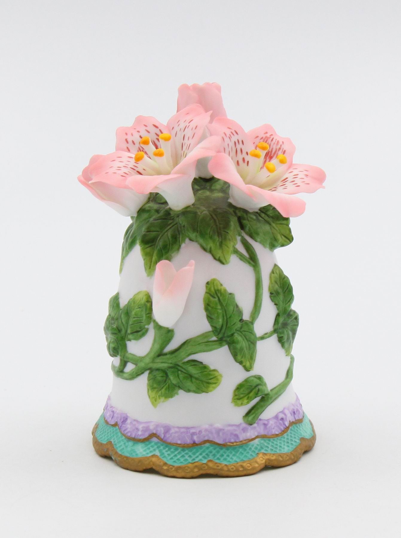 Ceramic Azalea Flowers Bell Wedding Decor Gift for Her Gift for Mom Home Decor - Bell