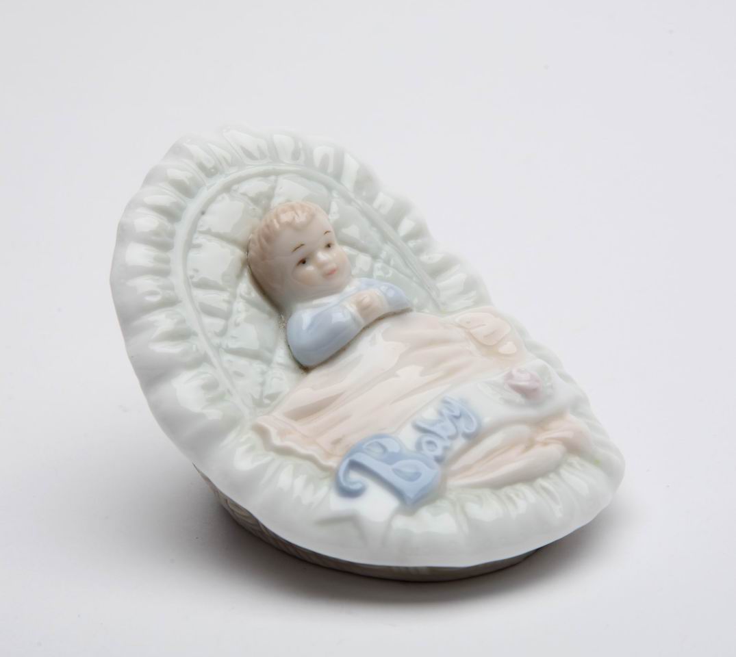 Ceramic Baby Boy on Bouncer Figurine Home Décor Nursery Room Décor Baby Gift Baby Shower Decor - Figurine