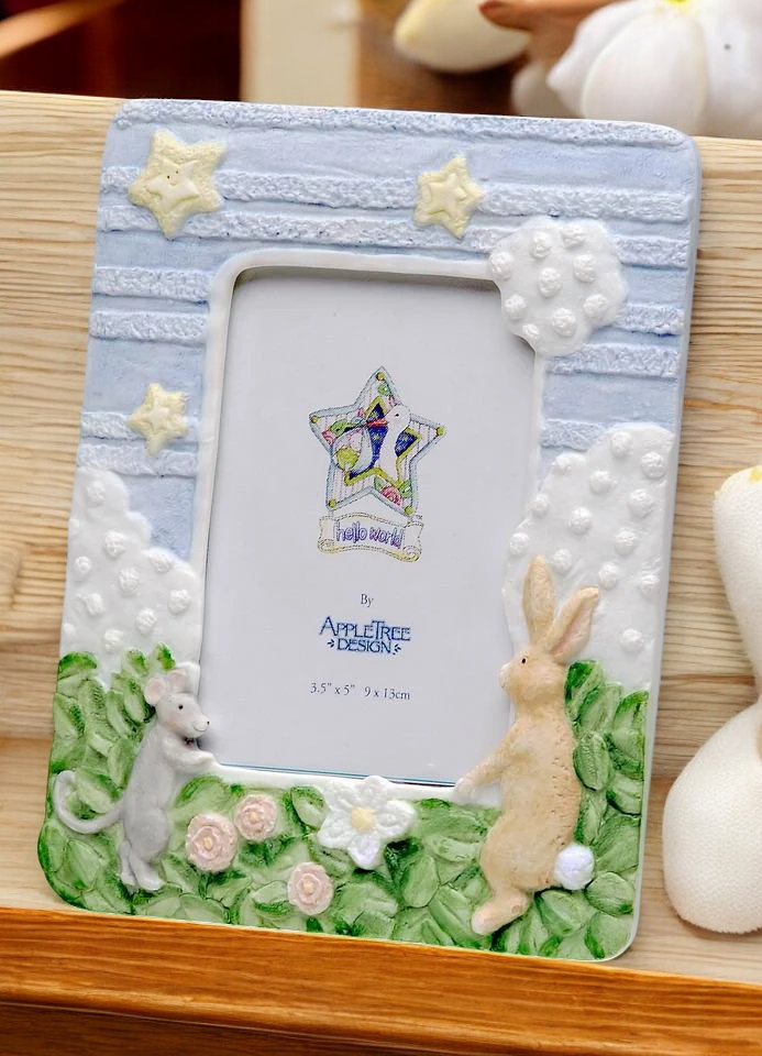 Ceramic Baby Photo Frame for 3.5’’ x 5’’ Photo Baby Shower Gift Home Decor Nursery Room Decor Gift for New Parents