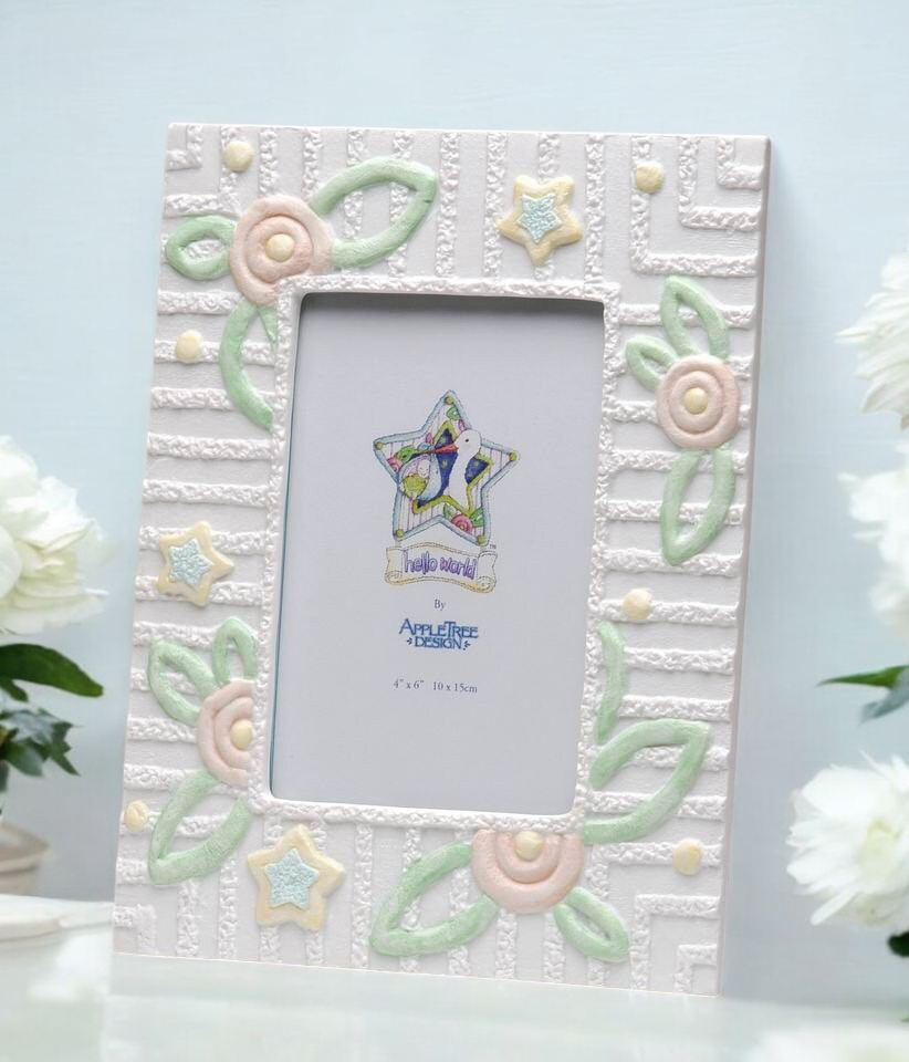 Ceramic Baby Photo Frame for 4’’ x 6’’ Photos Baby Shower Gift Gift for New Parents Nursery Room Decor - Photo Frame
