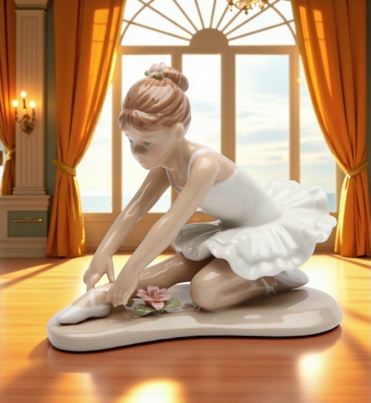 Ceramic Ballerina Dancer in Stretching Position Figurine Home Décor Gift for Her Gift for Daughter Gift for Ballerina