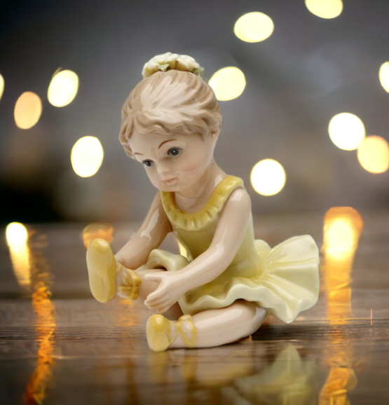 Ceramic Ballerina Gril in Yellow Stretching Her Leg Home Décor Gift for Her Gift for Daughter Gift for Ballerina Dancer