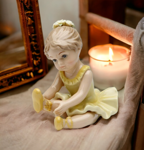 Ceramic Ballerina Gril in Yellow Stretching Her Leg Home Décor Gift for Her Gift for Daughter Gift for Ballerina Dancer