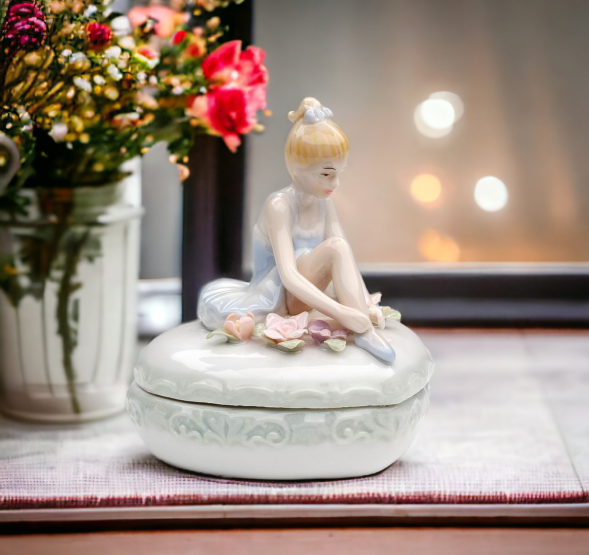 Ceramic Ballerina Heart Jewelry Box Home Décor Gift for Her Gift for Daughter Gift for Ballerina Dancer - Jewelry