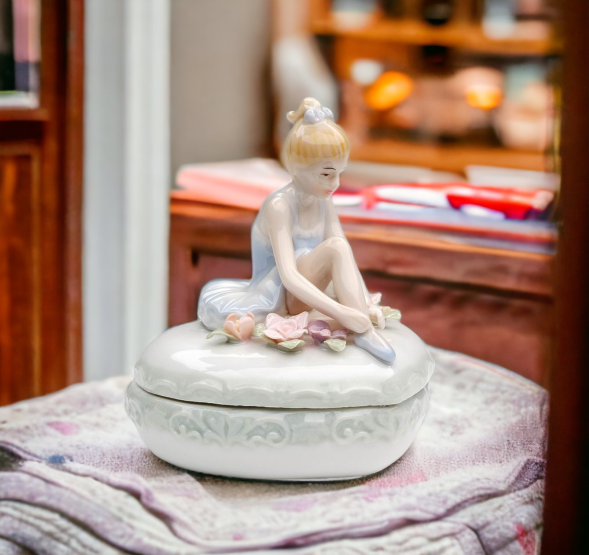 Ceramic Ballerina Heart Jewelry Box Home Décor Gift for Her Gift for Daughter Gift for Ballerina Dancer - Jewelry