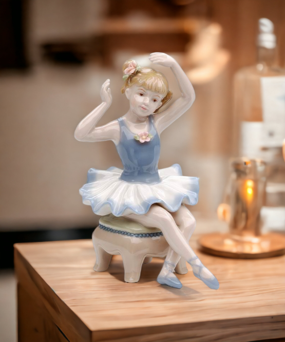 Ceramic Ballerina Sitting On Chair Figurine Home Décor Gift for Her Gift for Daughter Gift for Ballerina Dancer