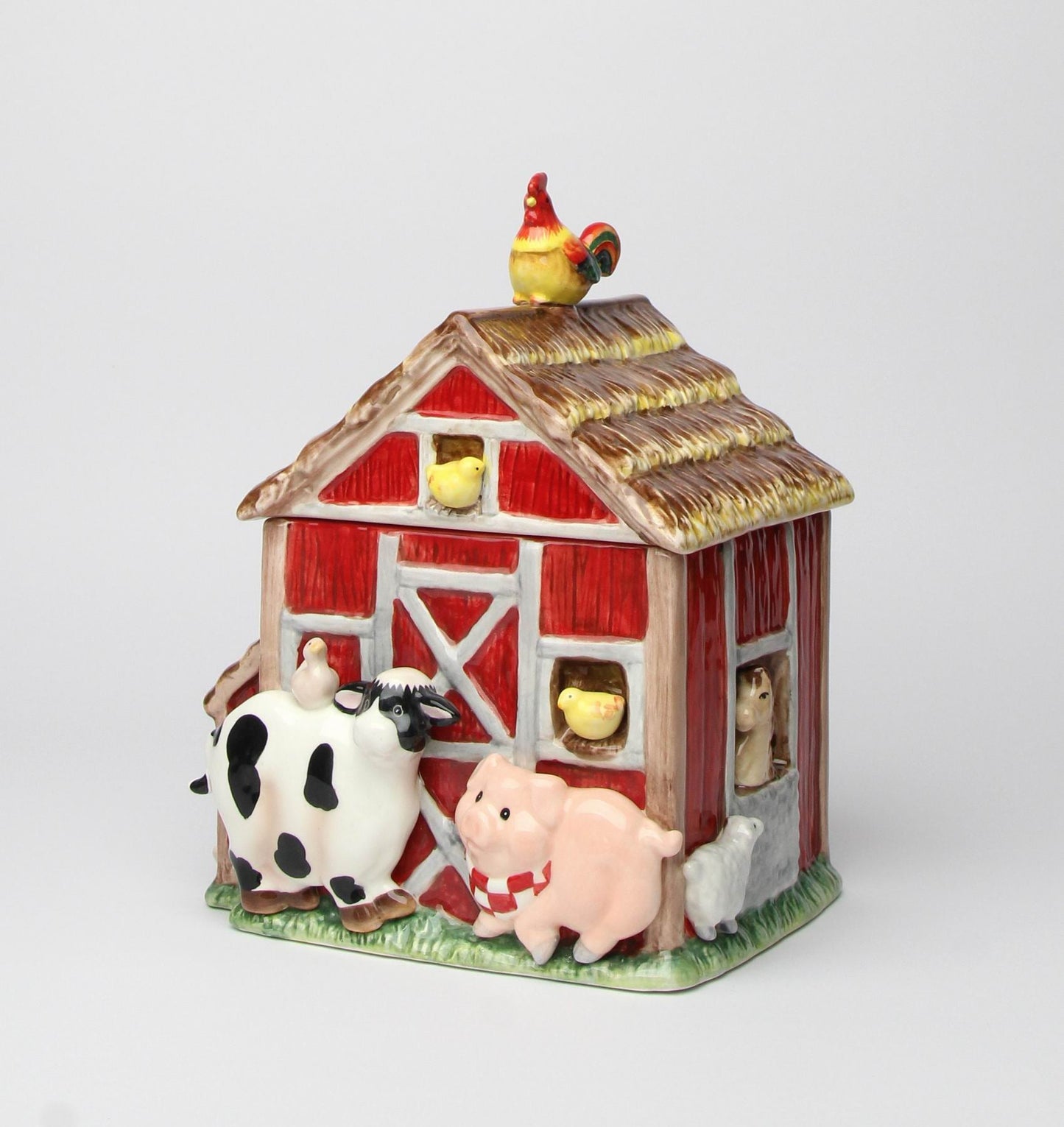 Ceramic Barn House with Farm Animals Cookie Jar Home Décor Gift for Her Gift for Mom Kitchen Décor Farmhouse Décor Fall