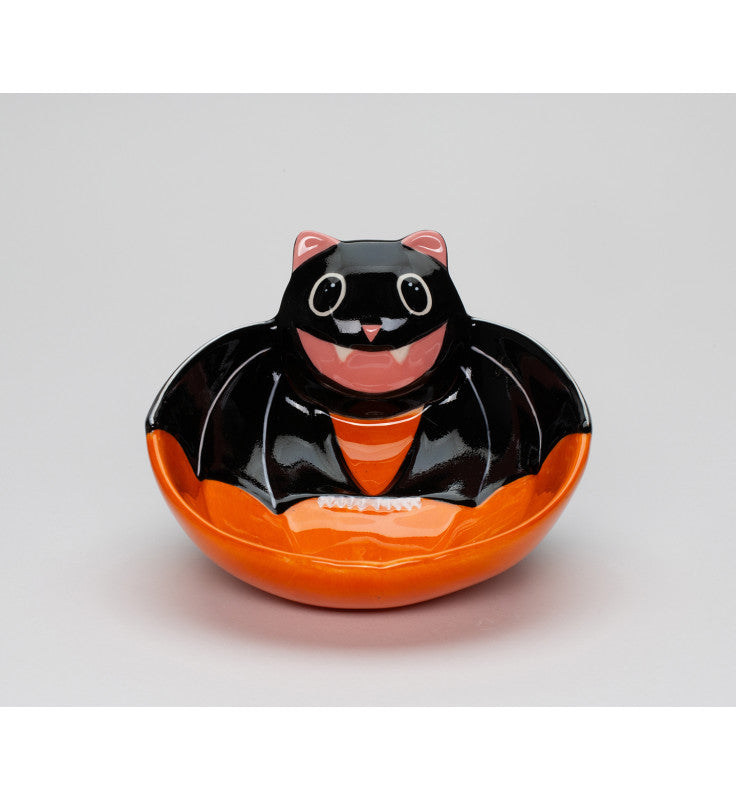 Ceramic Bat Pumpkin Candy Bowl Halloween Spooky Decor Fall Decor - Bowls
