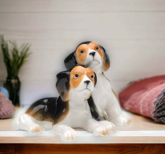 Ceramic Beagle Dogs Figurine Home Décor Gift for Her Gift for Mom Kitchen Décor Dog Lover Gift Pet Loss Gift - Figurine