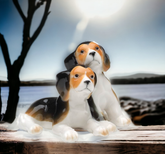 Ceramic Beagle Dogs Figurine Home Décor Gift for Her Gift for Mom Kitchen Décor Dog Lover Gift Pet Loss Gift - Figurine